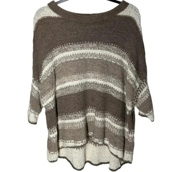 Aerie Brown and Cream Striped Crochet Sweater XS - Picture 1 of 6